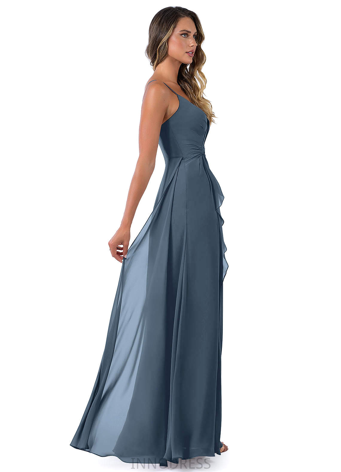 Kiley Knee Length Sleeveless A-Line/Princess Spaghetti Staps Natural Waist Bridesmaid Dresses