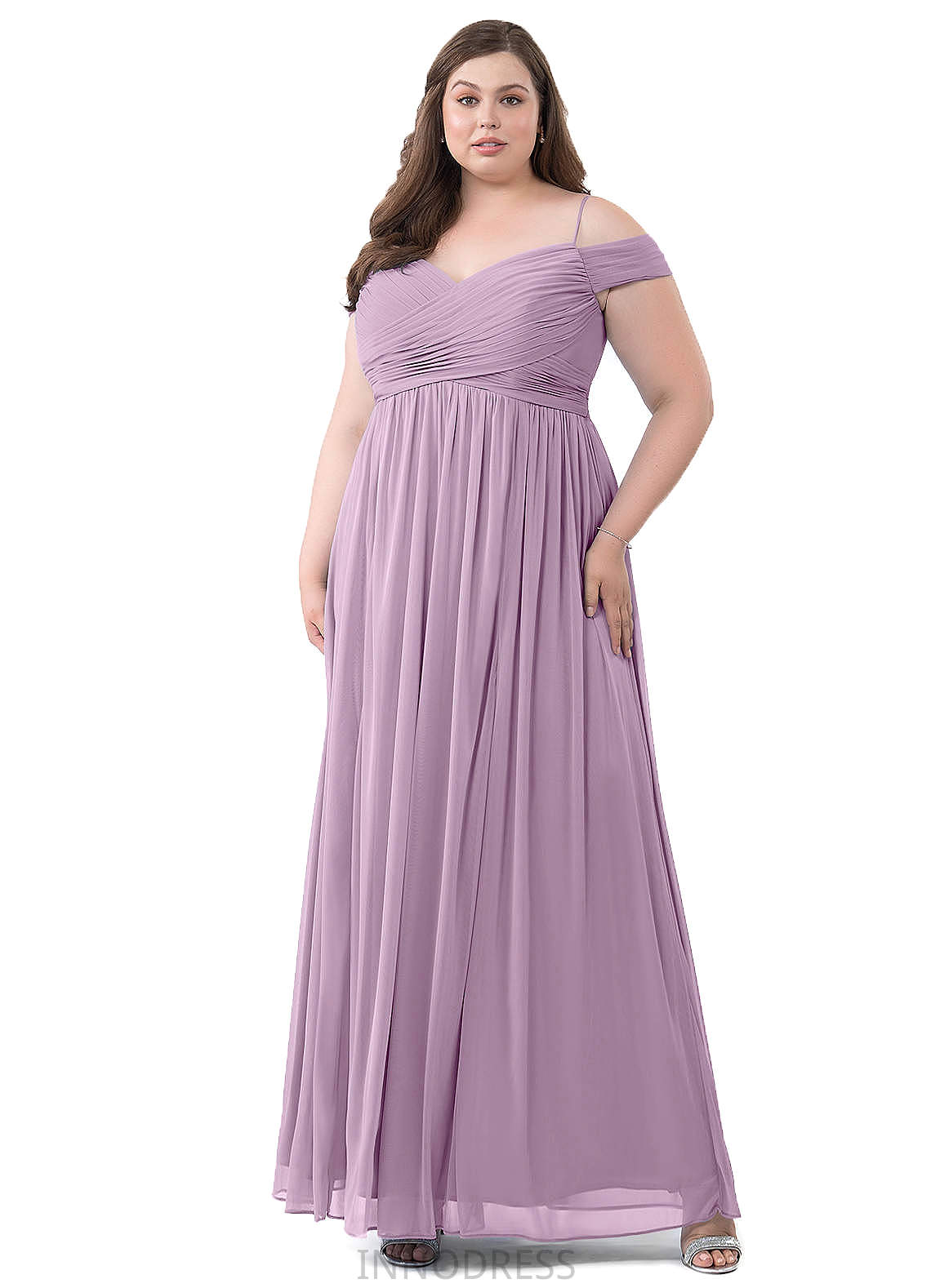 Emma Floor Length Spaghetti Staps Natural Waist Half Sleeves A-Line/Princess Bridesmaid Dresses