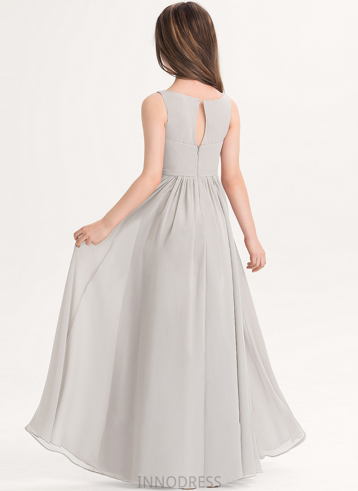 With Floor-Length Junior Bridesmaid Dresses V-neck A-Line Pockets Jaslene Chiffon