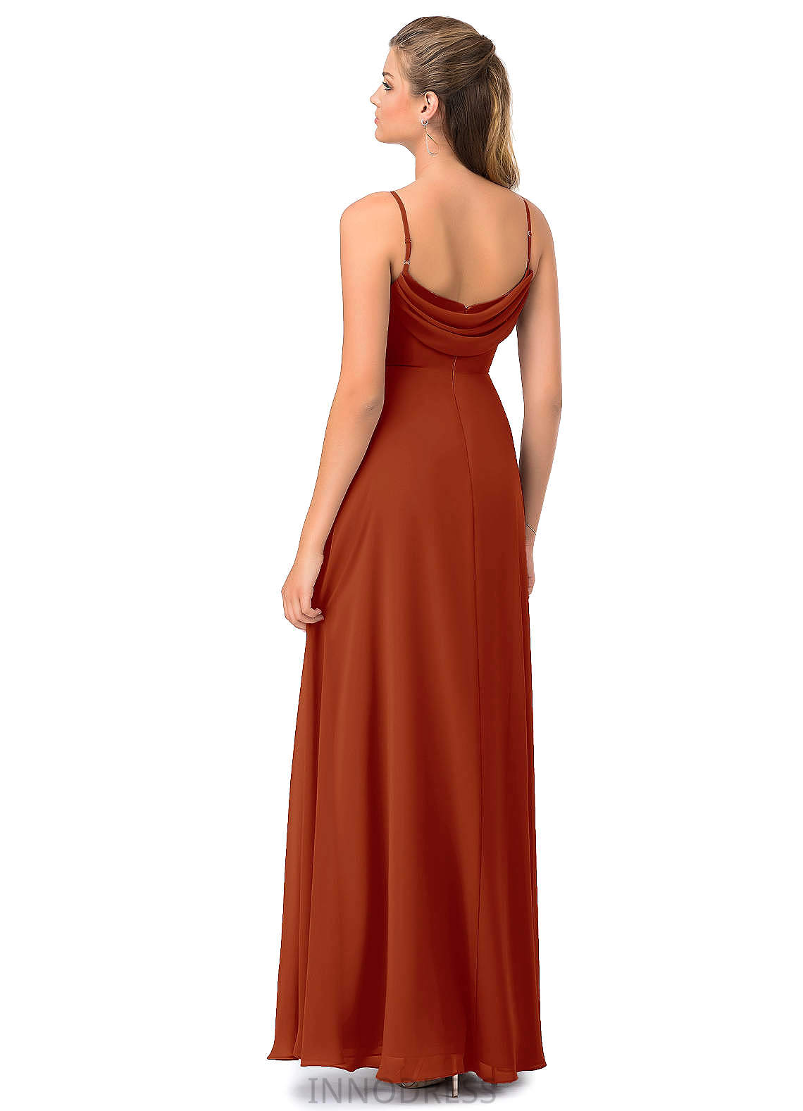 Shannon Floor Length A-Line/Princess Sleeveless Stretch Satin Natural Waist V-Neck Bridesmaid Dresses