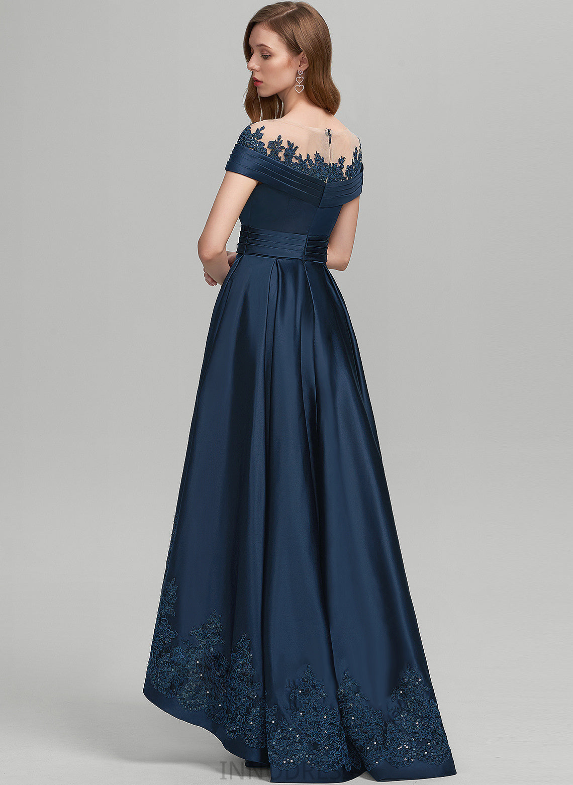 Neck Scoop Satin Prom Dresses Pockets Asymmetrical With Jadyn Sequins Ball-Gown/Princess