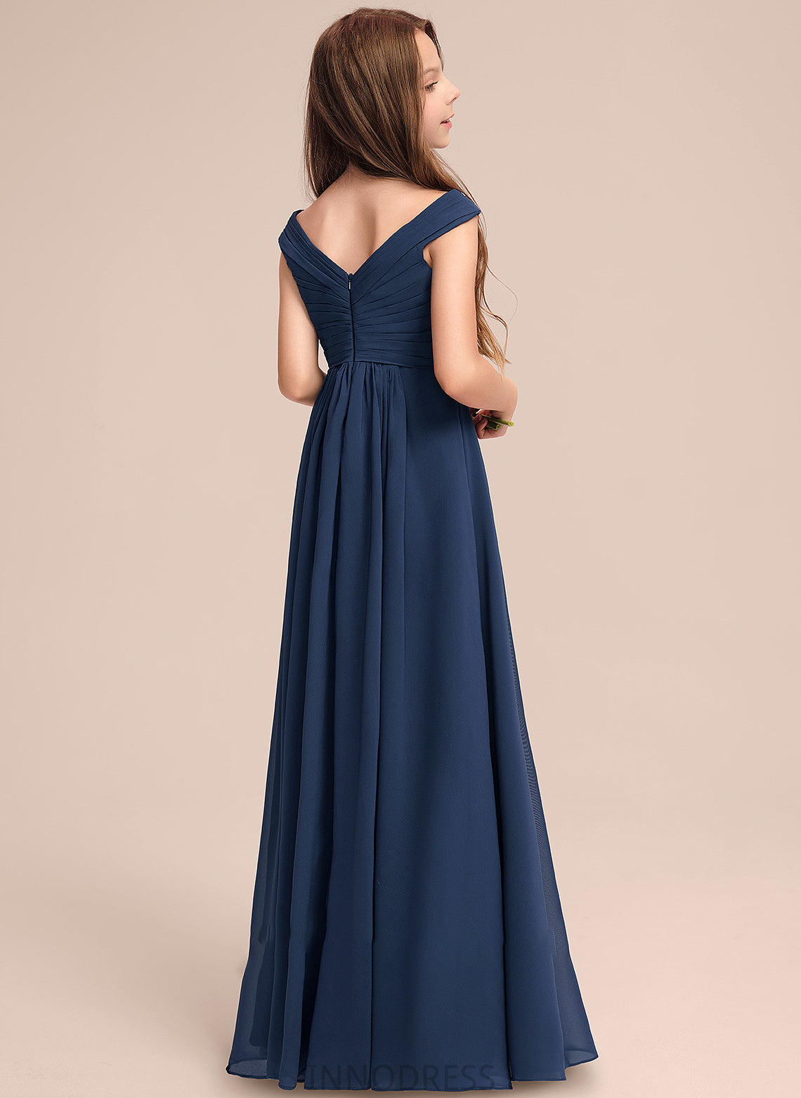 Ruffles Chiffon Floor-Length Junior Bridesmaid Dresses With Miriam Off-the-Shoulder A-Line