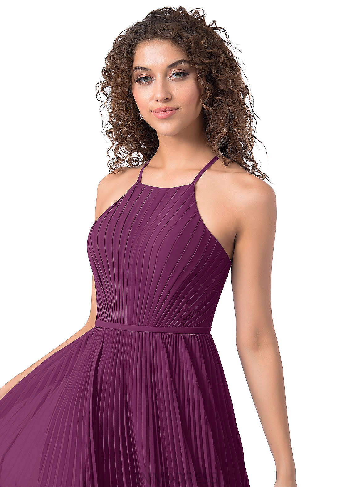 Paola Spaghetti Staps Sleeveless Natural Waist Off The Shoulder Trumpet/Mermaid Sweep-Brush Train Bridesmaid Dresses