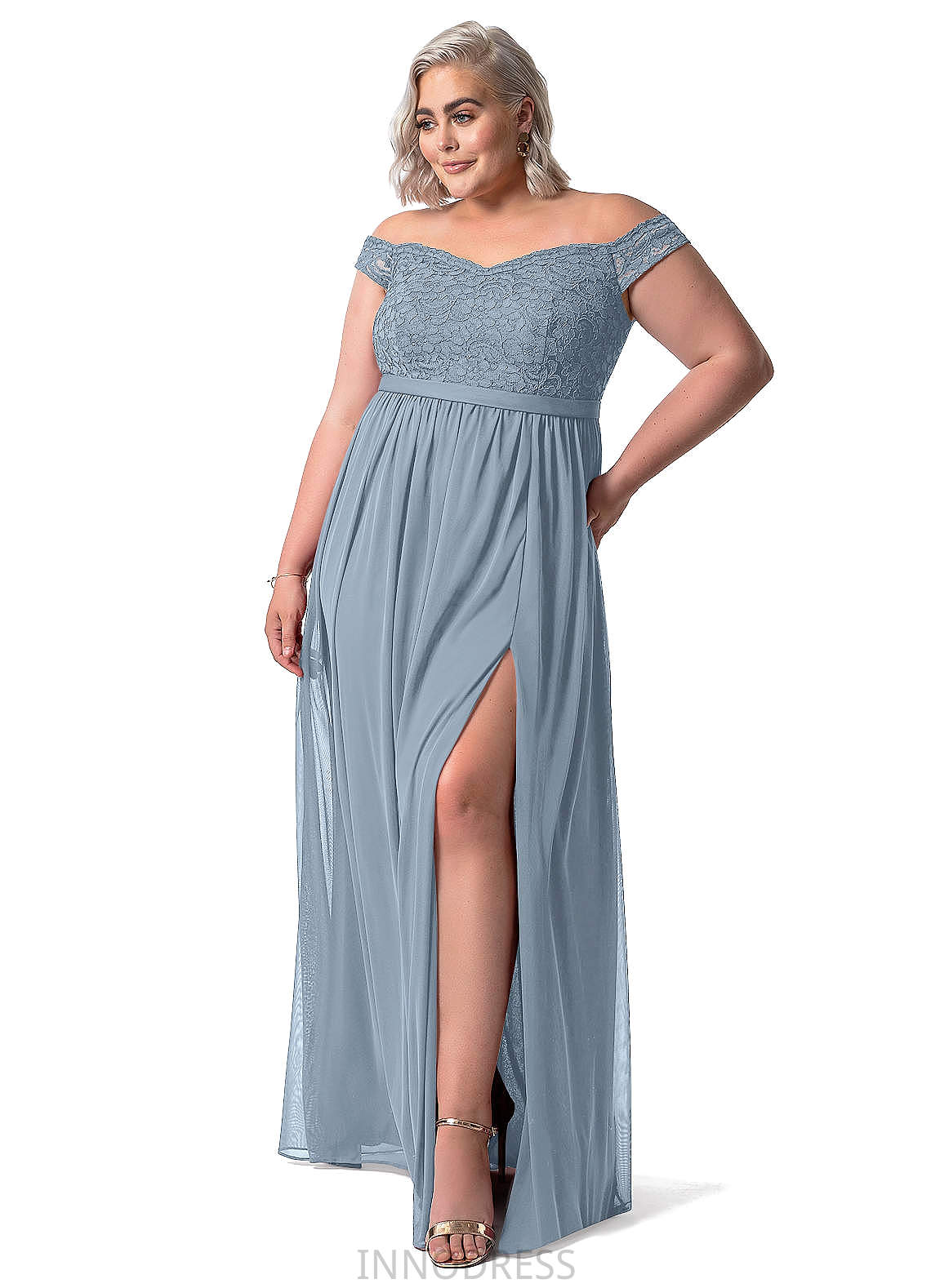 Polly Natural Waist V-Neck Sleeveless Trumpet/Mermaid Spandex Sweep-Brush Train Bridesmaid Dresses