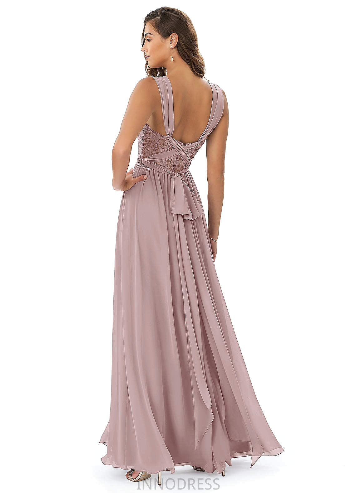 Nora Sleeveless Natural Waist V-Neck Floor Length A-Line/Princess Bridesmaid Dresses