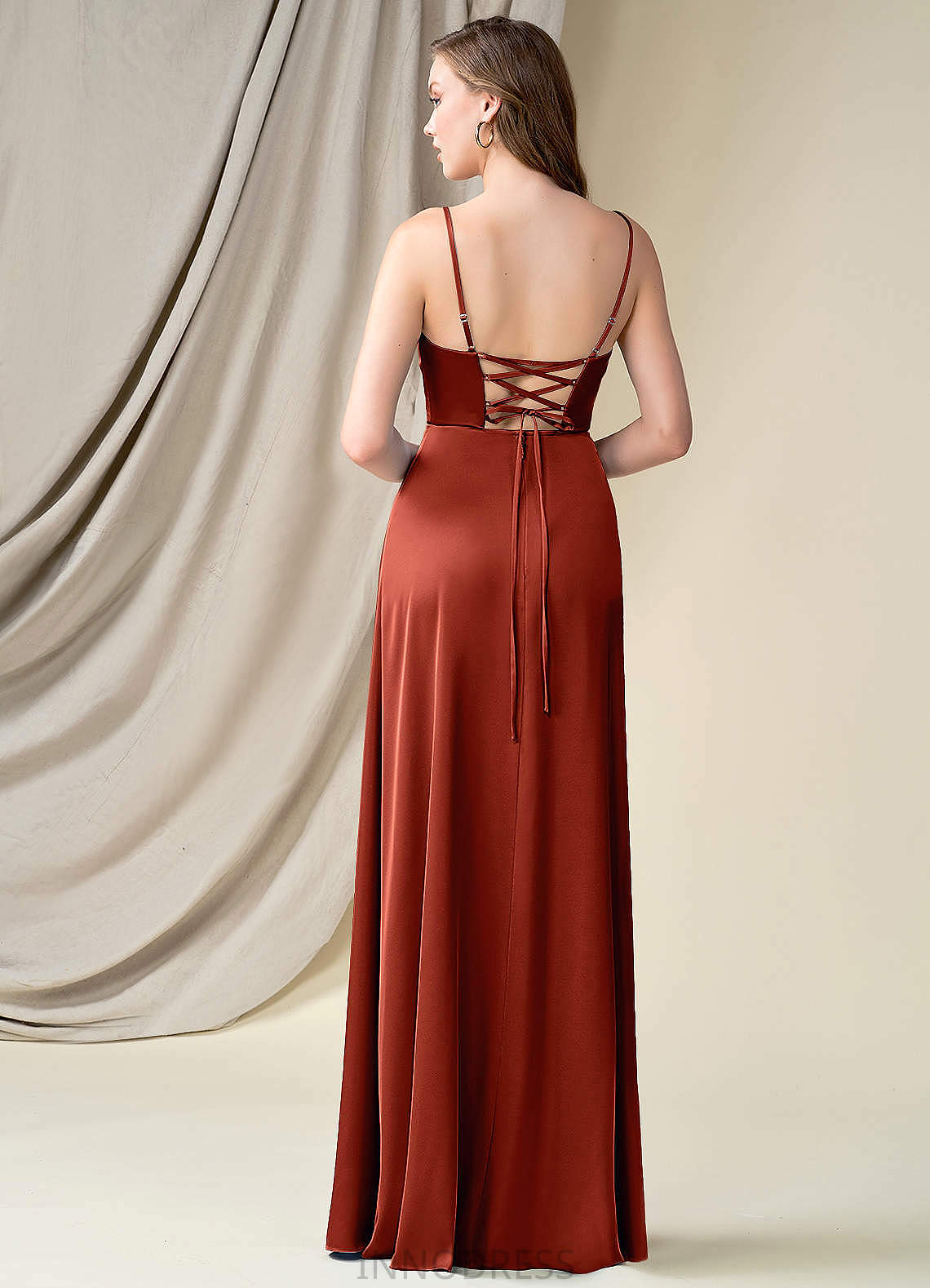 Barbara Sleeveless A-Line/Princess Floor Length Natural Waist Spaghetti Staps Bridesmaid Dresses