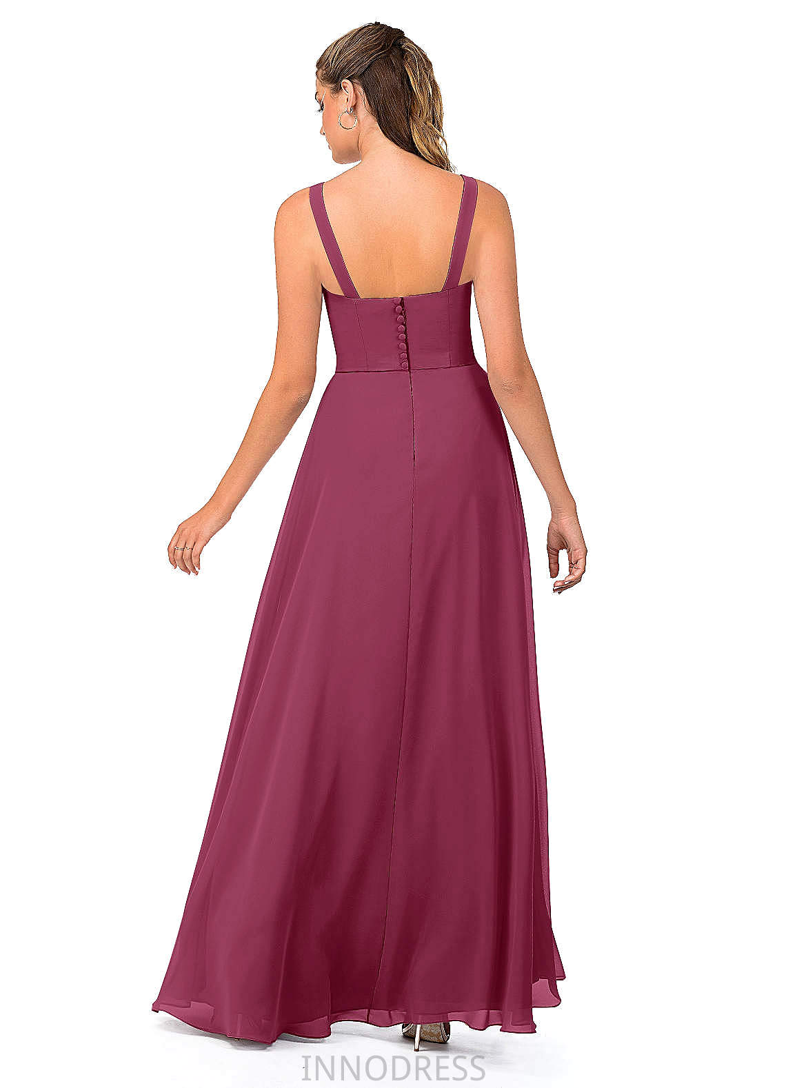 Naima Spaghetti Staps Floor Length A-Line/Princess Natural Waist Sleeveless Bridesmaid Dresses