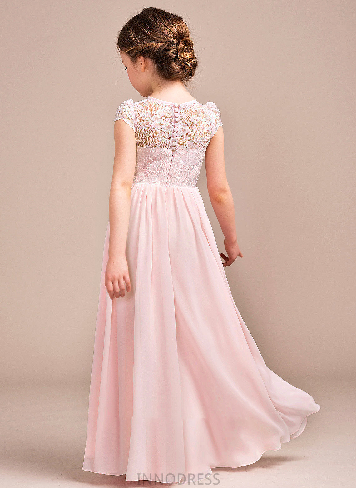 Deanna A-LineScoopNeckFloor-LengthChiffonLaceJuniorBridesmaidDress#81155 Junior Bridesmaid Dresses