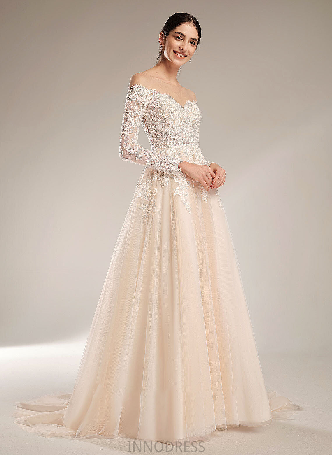 Wedding Wedding Dresses Chapel Train With Ball-Gown/Princess Illusion Sequins Saniya Dress