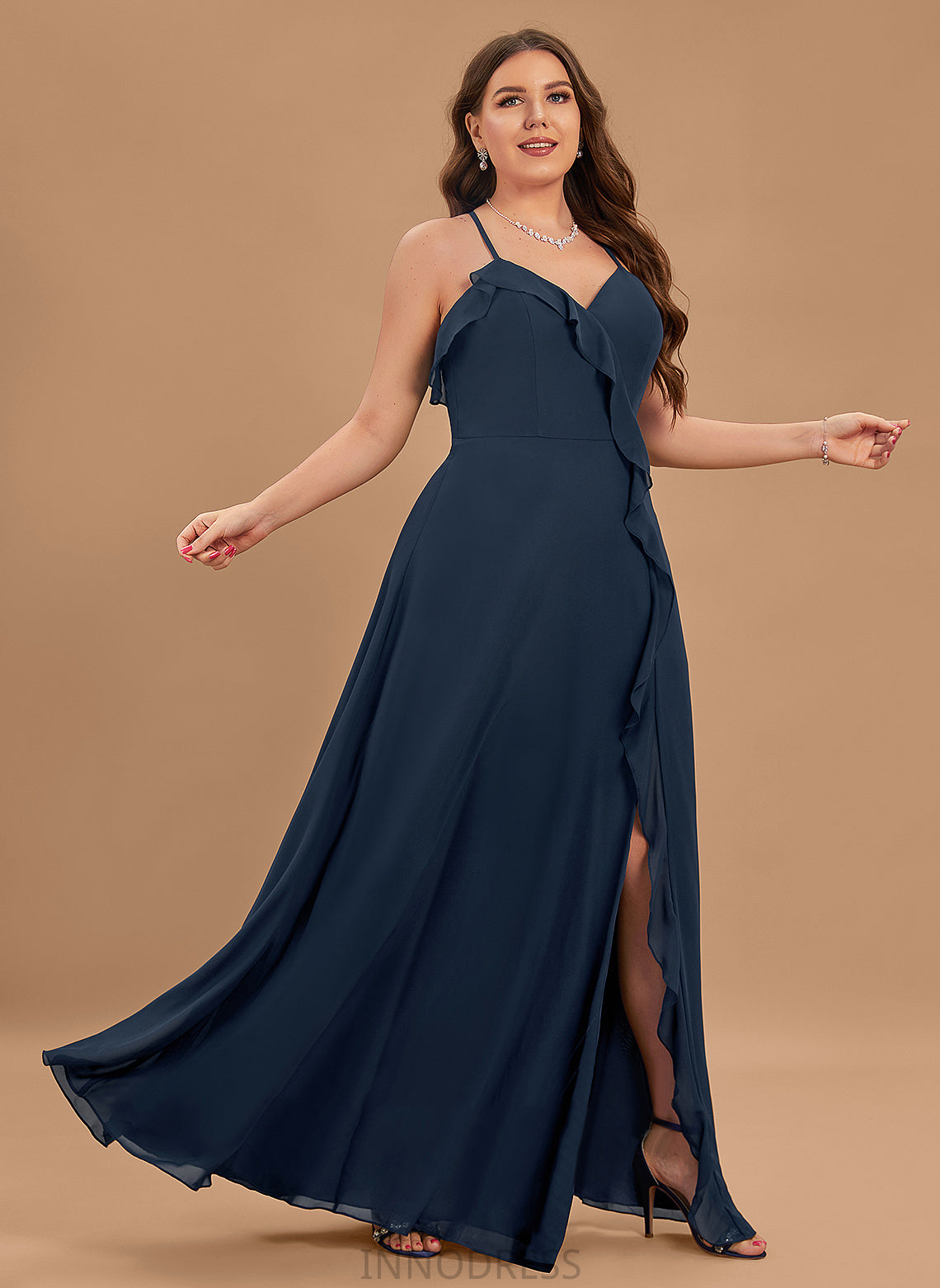 Fabric SplitFront Silhouette Length Floor-Length A-Line V-neck Embellishment Neckline Anaya Floor Length V-Neck Bridesmaid Dresses