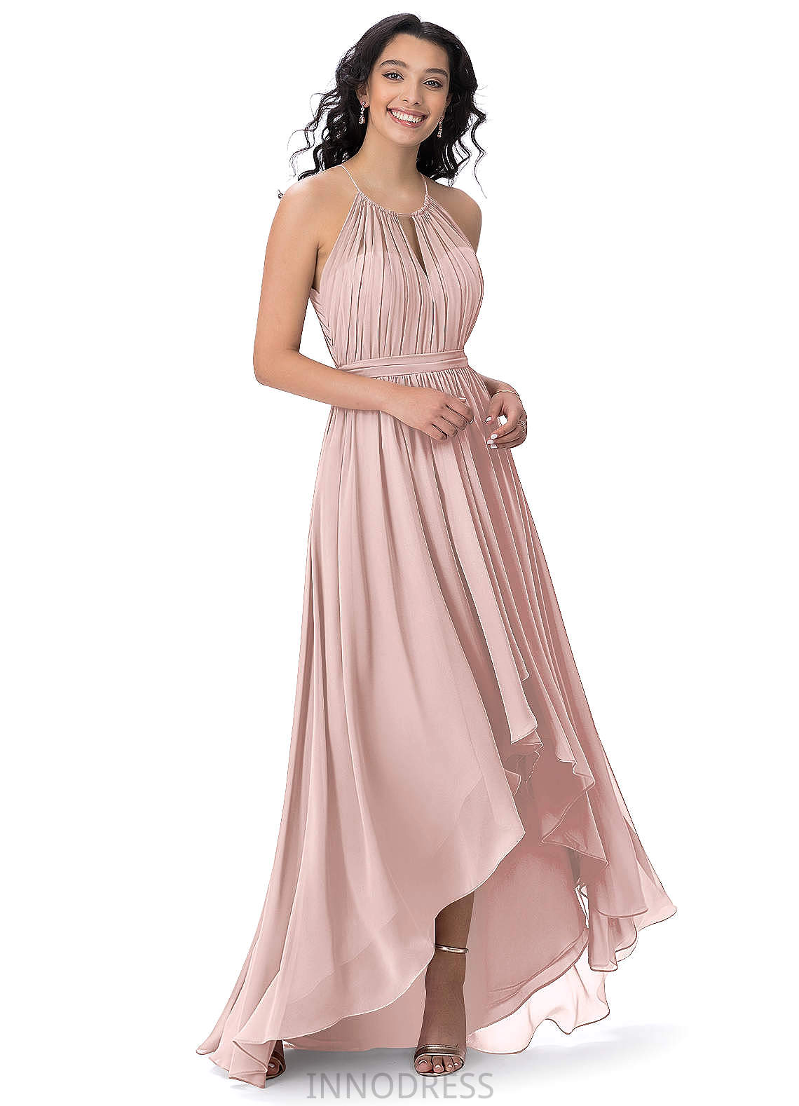 Susan Natural Waist A-Line/Princess Sleeveless Stretch Satin Floor Length Straps Bridesmaid Dresses