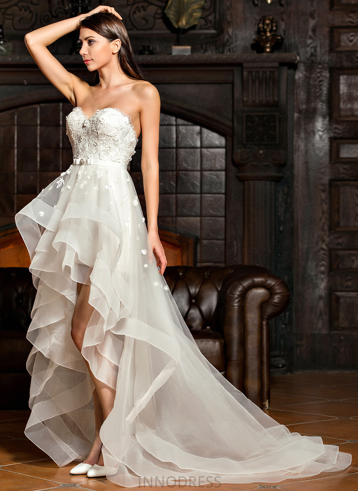 Wedding Beading Tulle Wedding Dresses Dress A-Line With Ann Asymmetrical Sweetheart Bow(s)