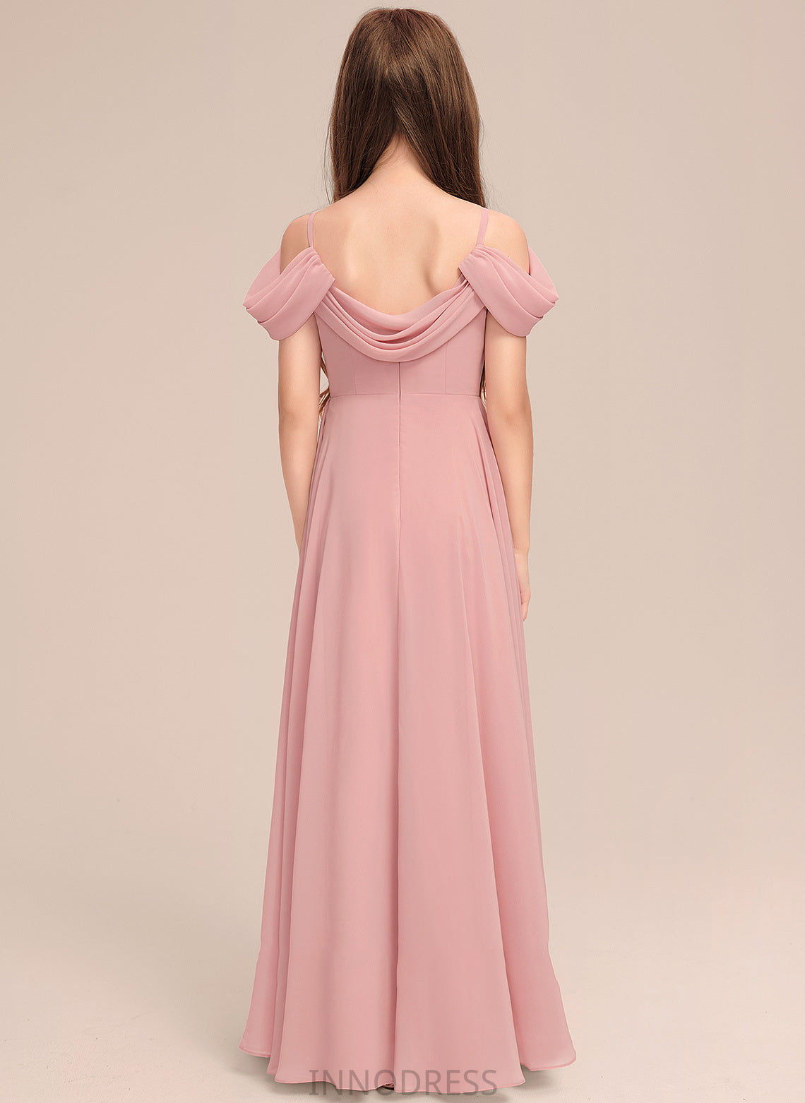 Chiffon Lesly Floor-Length V-neck Junior Bridesmaid Dresses A-Line Ruffle With