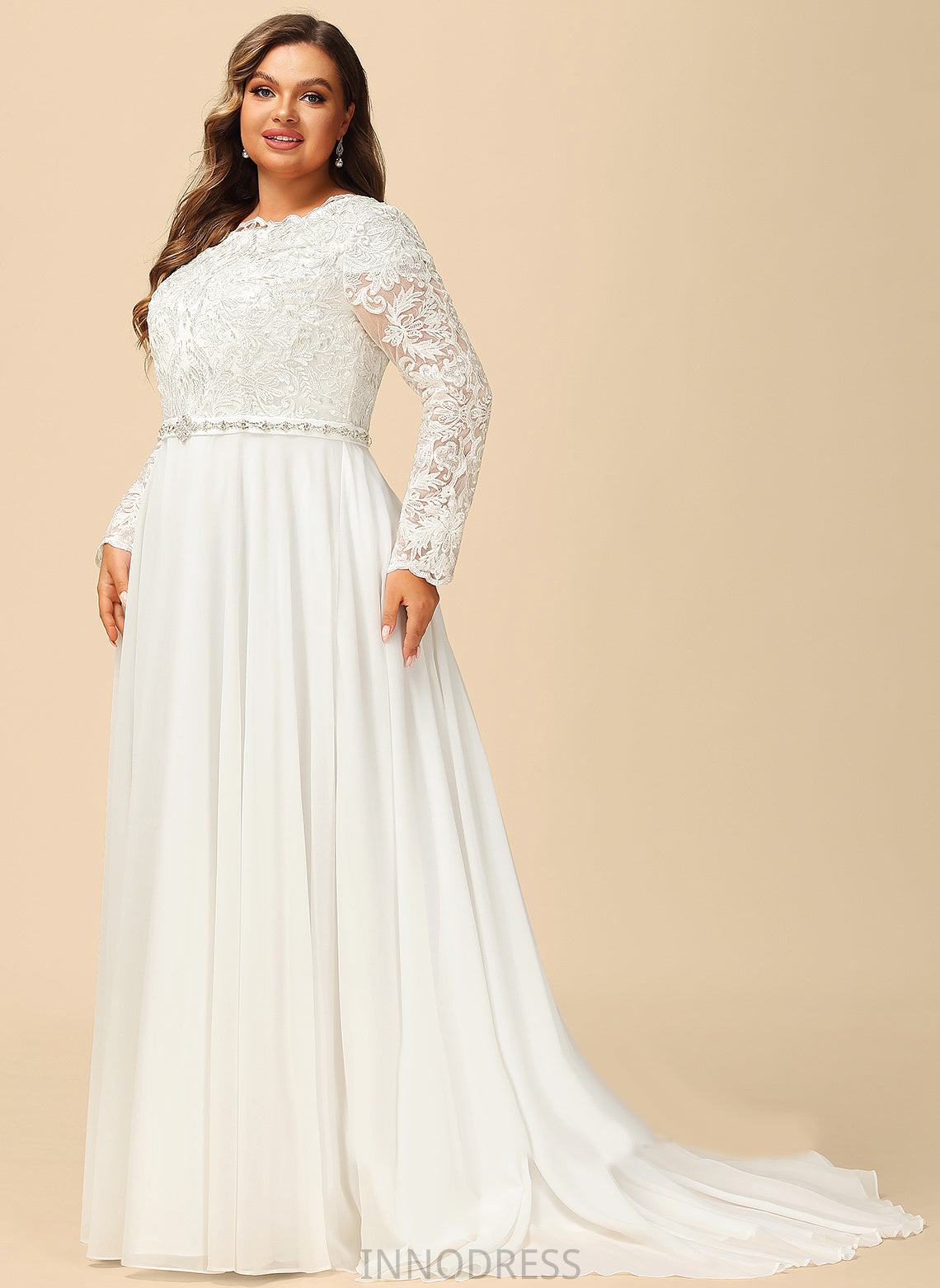 Wedding Dresses Dress Court Chiffon A-Line Wedding Train Taniyah With Beading Lace