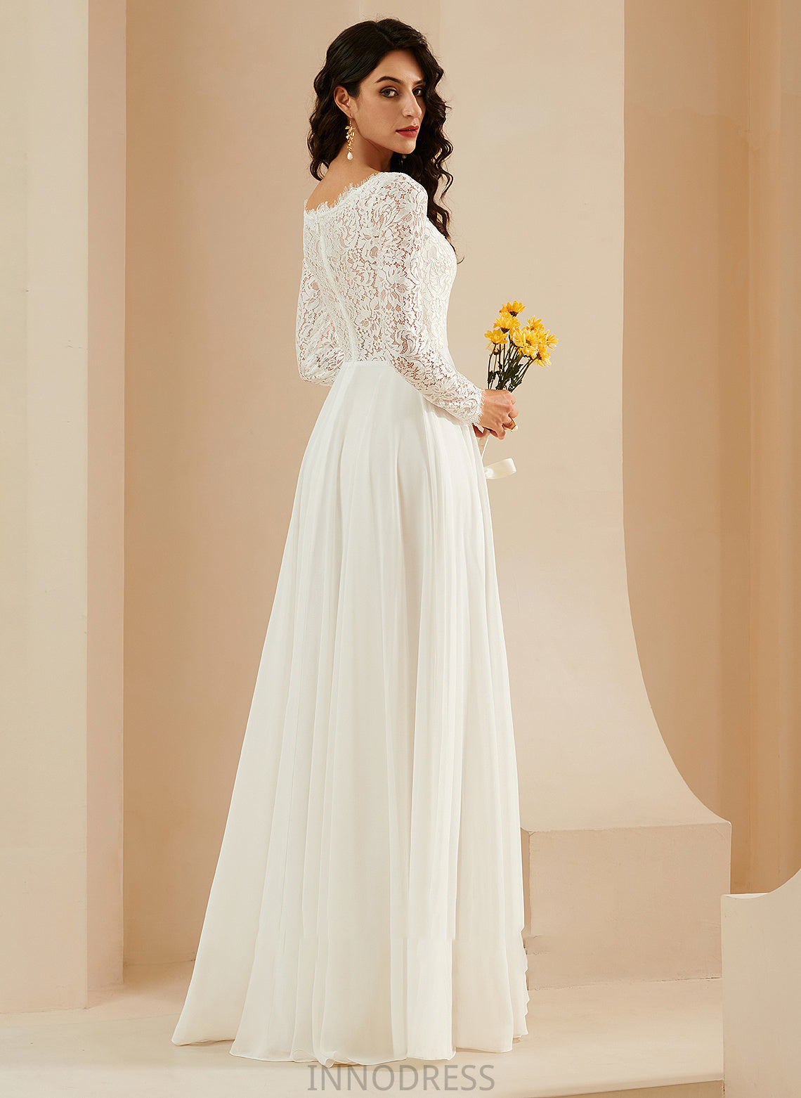 Wedding Dresses Jocelynn With V-neck Wedding Dress Lace Sweep Train A-Line