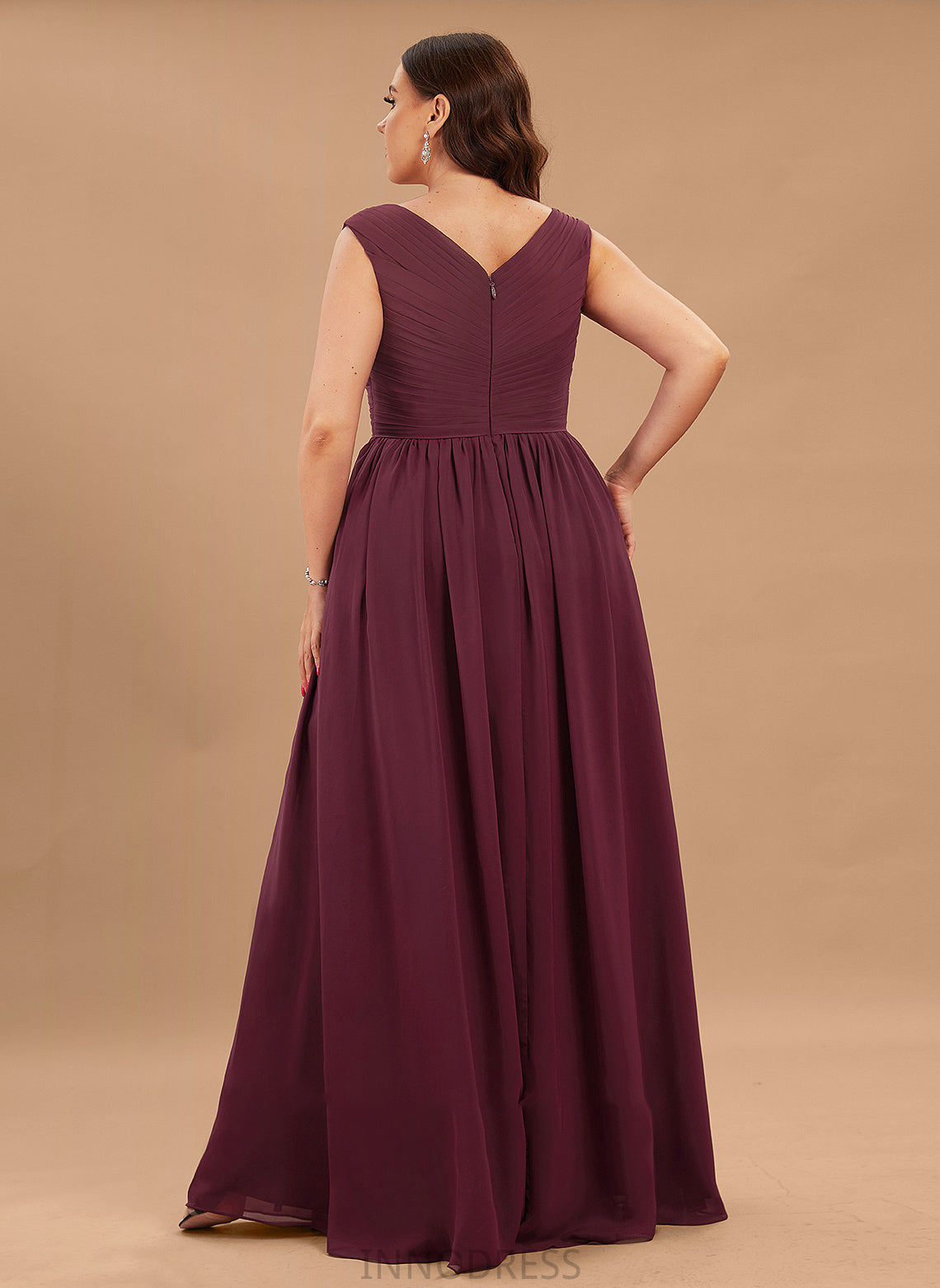 Split Pockets Chiffon With Front Ruffle Floor-Length Prom Dresses A-Line Nathalie Off-the-Shoulder