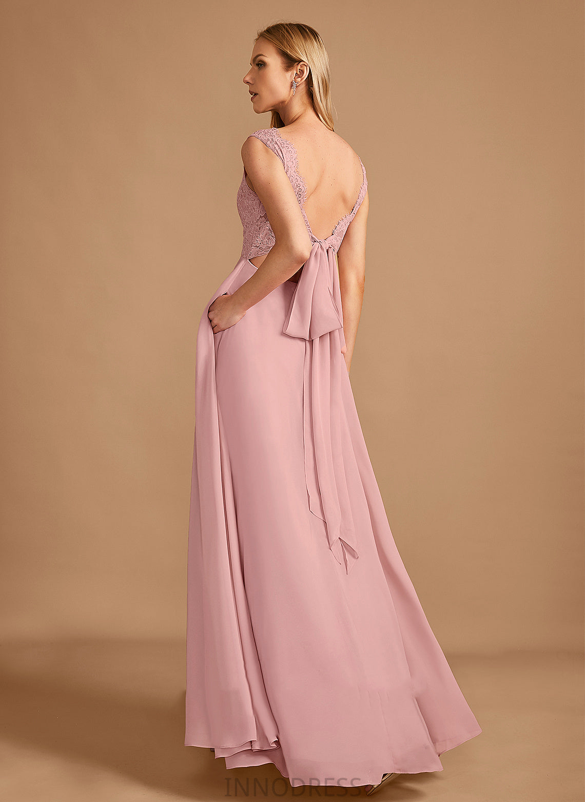 Neckline A-Line Fabric SplitFront V-neck Silhouette Embellishment Floor-Length Length Pockets Hadley Bridesmaid Dresses