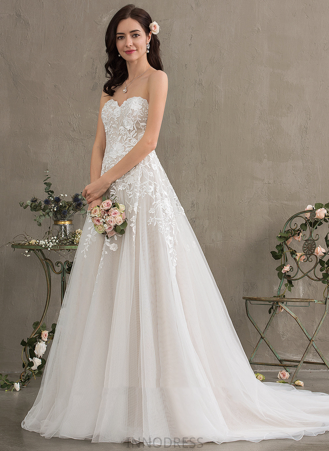 Wedding Dresses Train Kathryn Dress Tulle Wedding Lace Sweetheart Ball-Gown/Princess Court