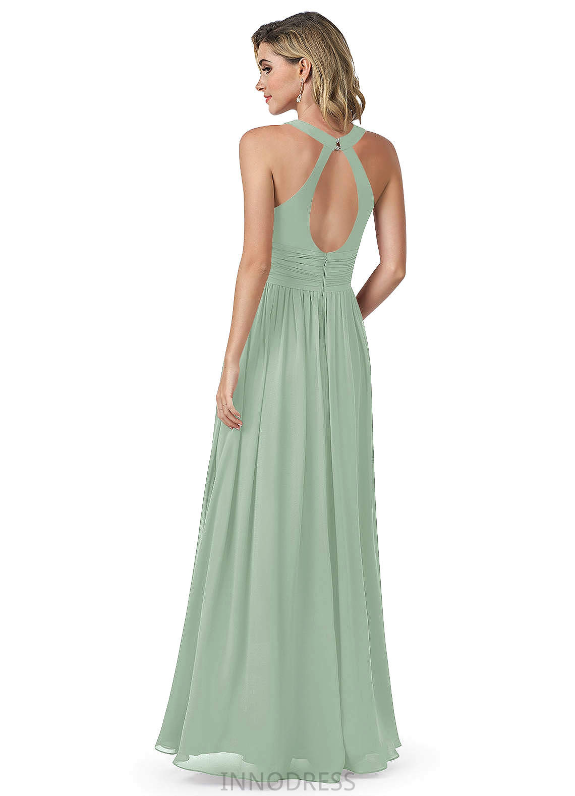 Lillie Spandex Sheath/Column Natural Waist Floor Length Sleeveless V-Neck Bridesmaid Dresses