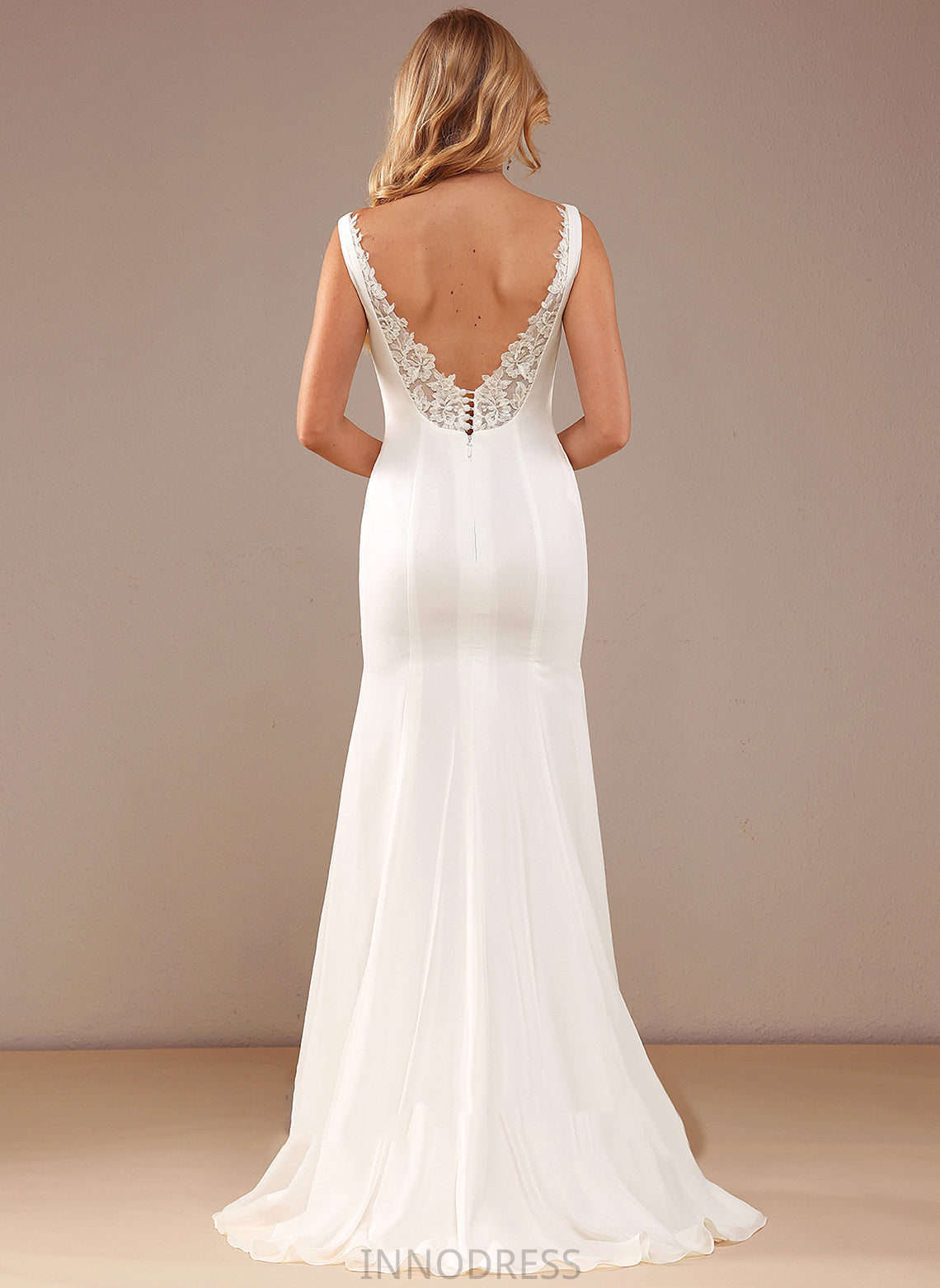 With Dress Neckline Sweep Lace Chiffon Wedding Trumpet/Mermaid Wedding Dresses Train Maureen Square