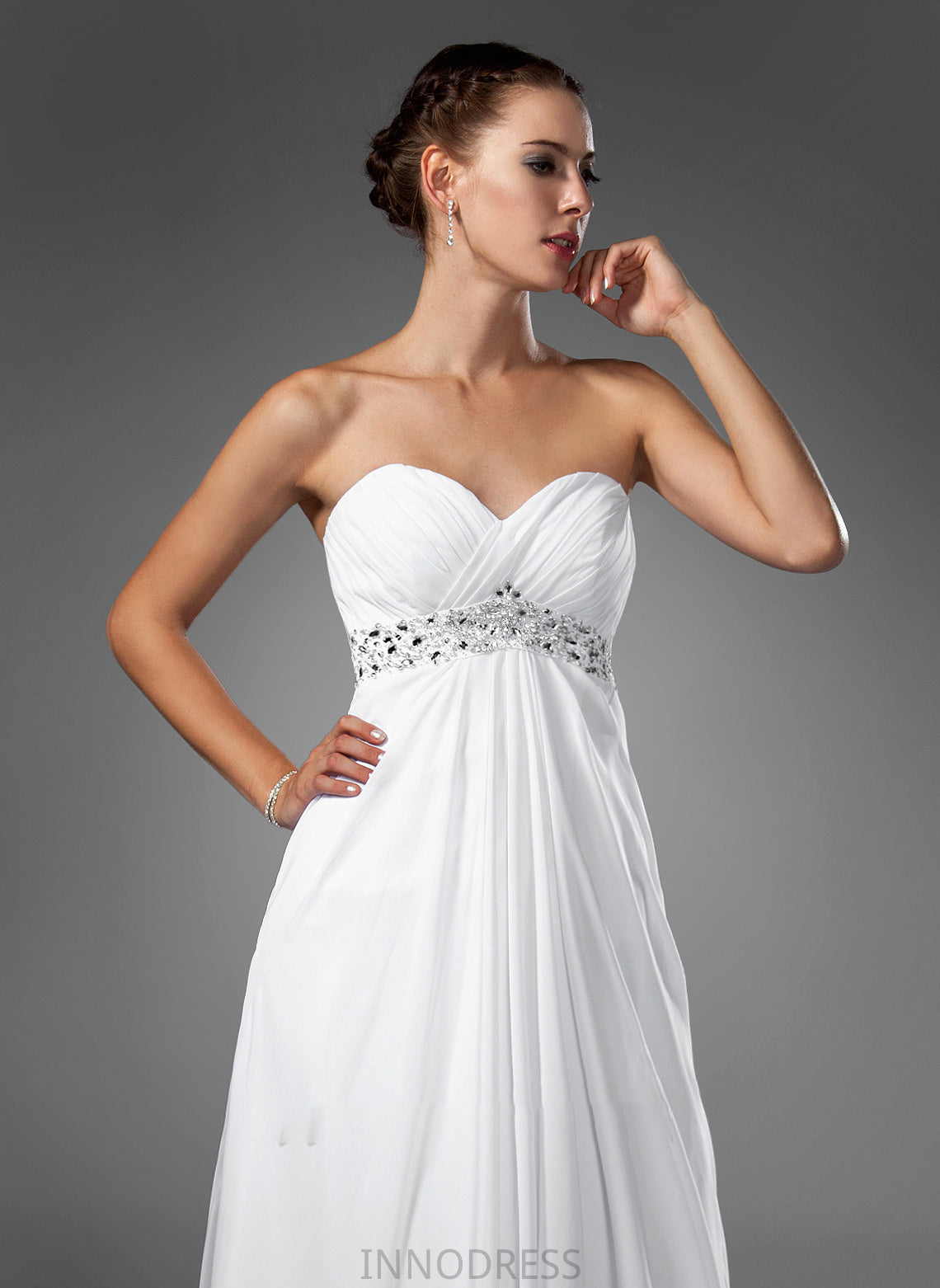 Wedding Beading Chiffon Train Wedding Dresses With Sweep Brooklynn Sweetheart Dress Empire Ruffle