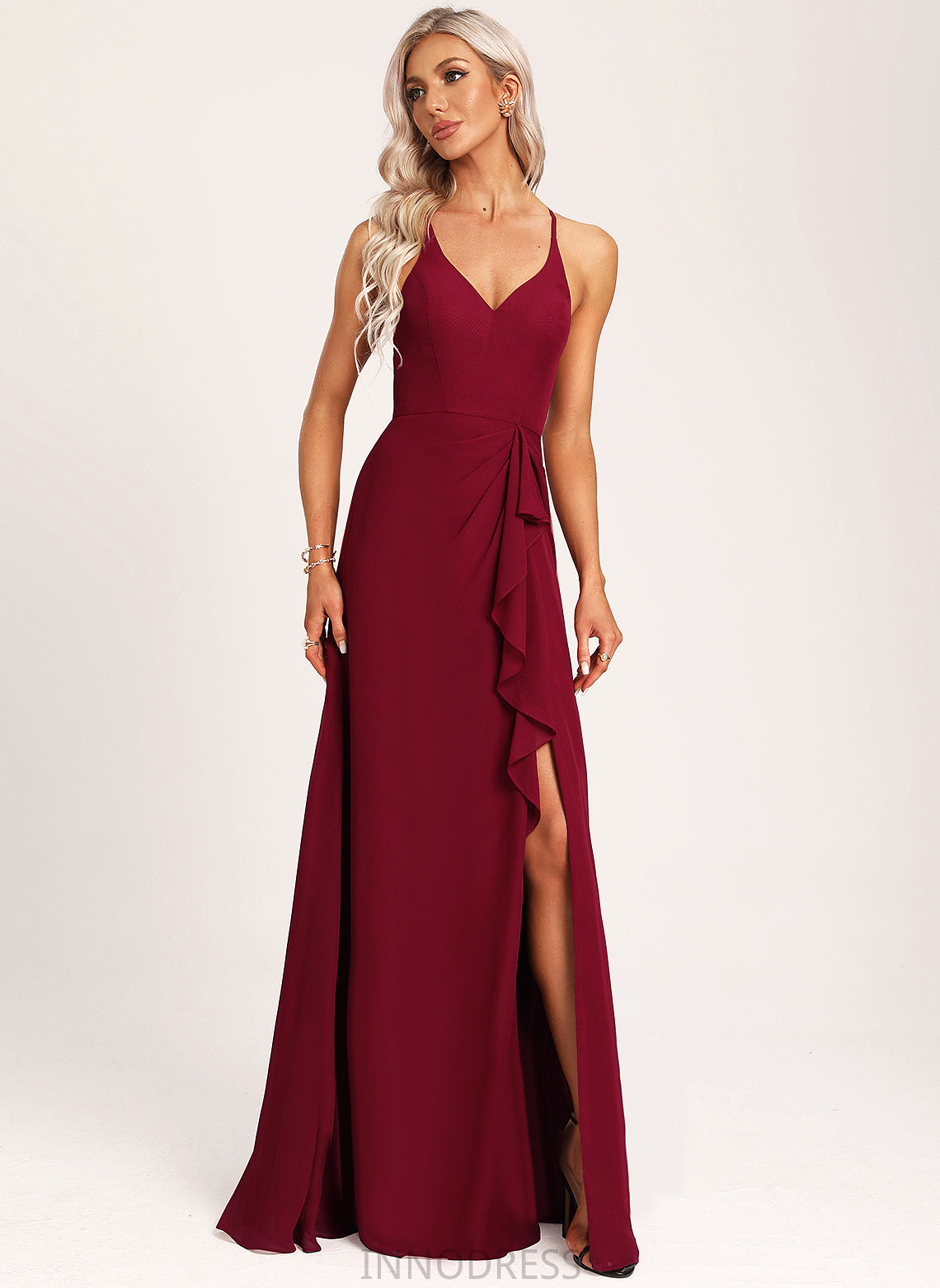 Fabric V-neck Neckline Straps&Sleeves Floor-Length Length Silhouette A-Line Hailey Bridesmaid Dresses