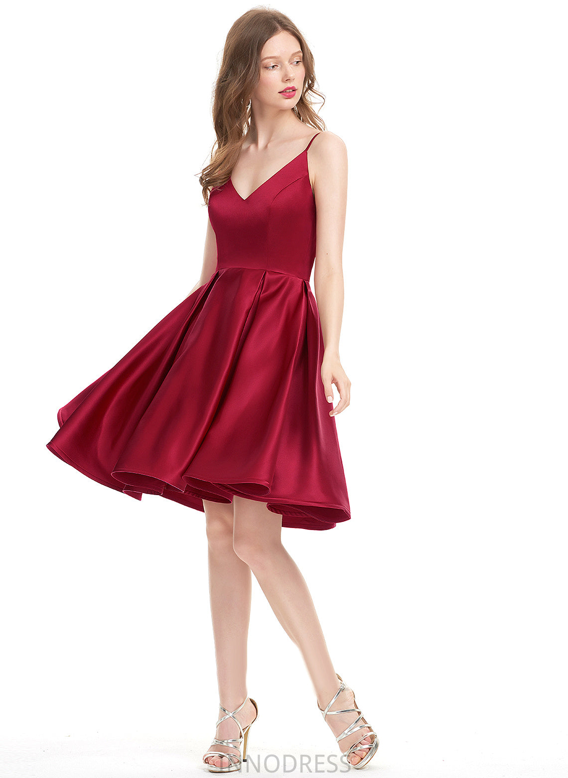 Knee-Length A-Line V-neck Prom Dresses Satin Lexie