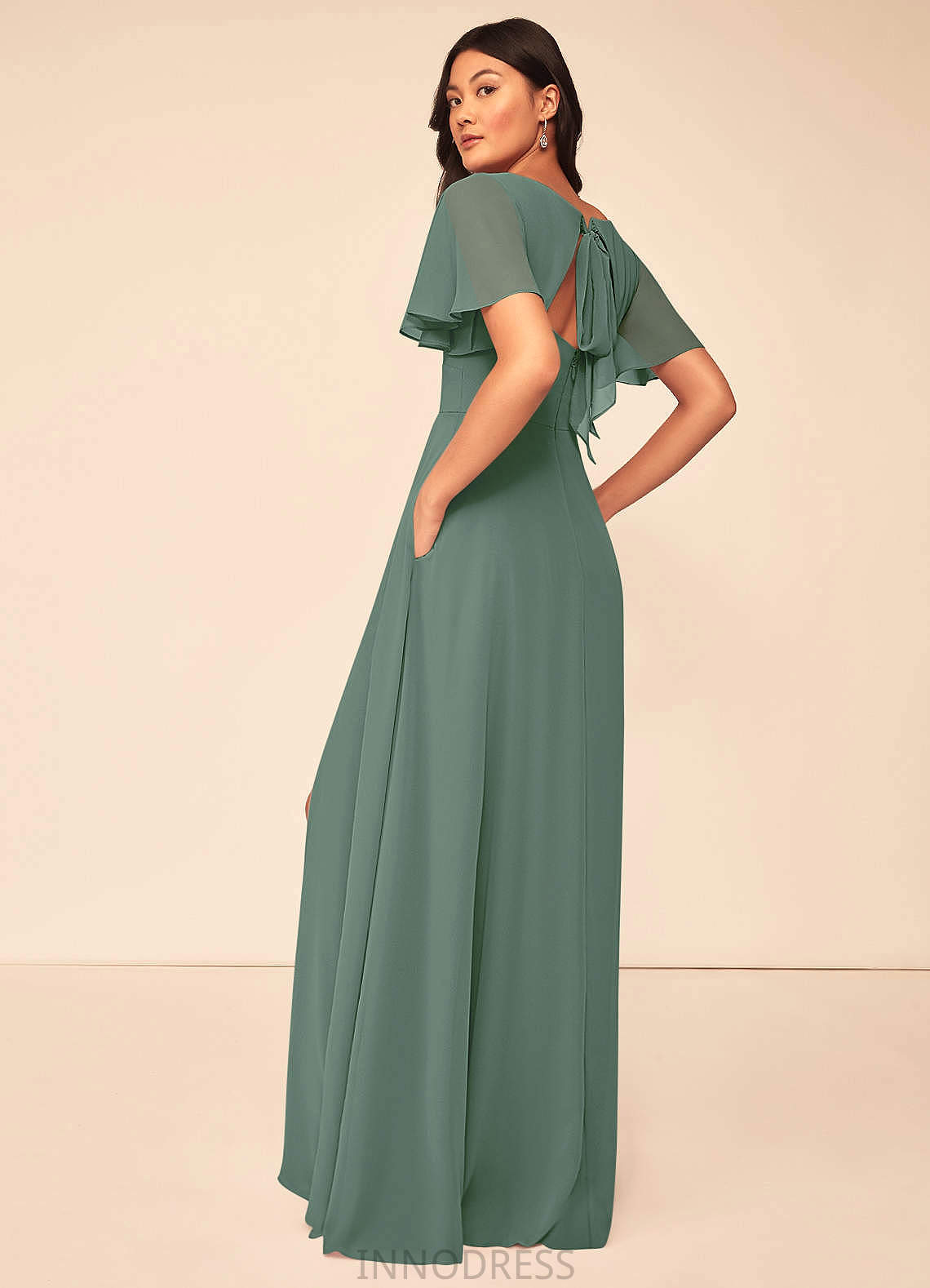 Meredith Spaghetti Staps Sleeveless Natural Waist A-Line/Princess Floor Length Bridesmaid Dresses