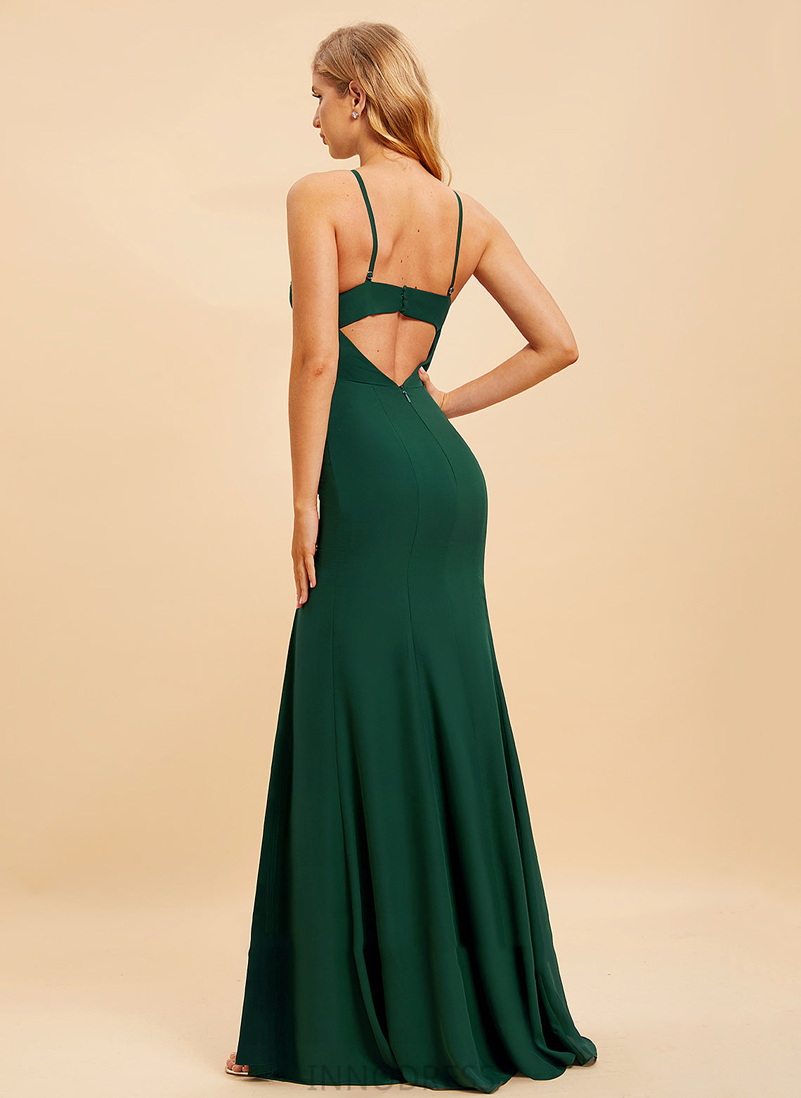 HighNeck Neckline Length Trumpet/Mermaid SplitFront Silhouette Fabric Floor-Length Embellishment Sophia Sleeveless Floor Length Bridesmaid Dresses