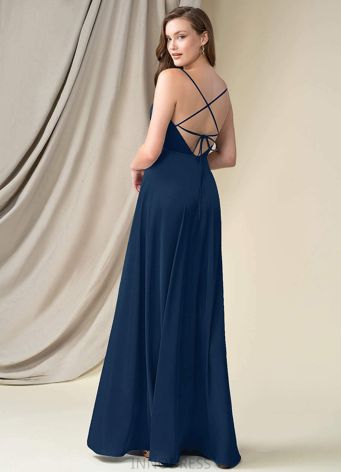 Kelsey Natural Waist A-Line/Princess Sleeveless Floor Length Spaghetti Staps Bridesmaid Dresses