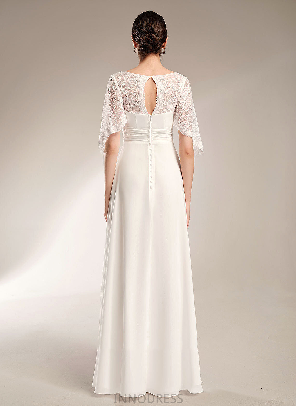 Sheath/Column Dress Floor-Length Wedding Dresses V-neck With Lace Wedding Rose