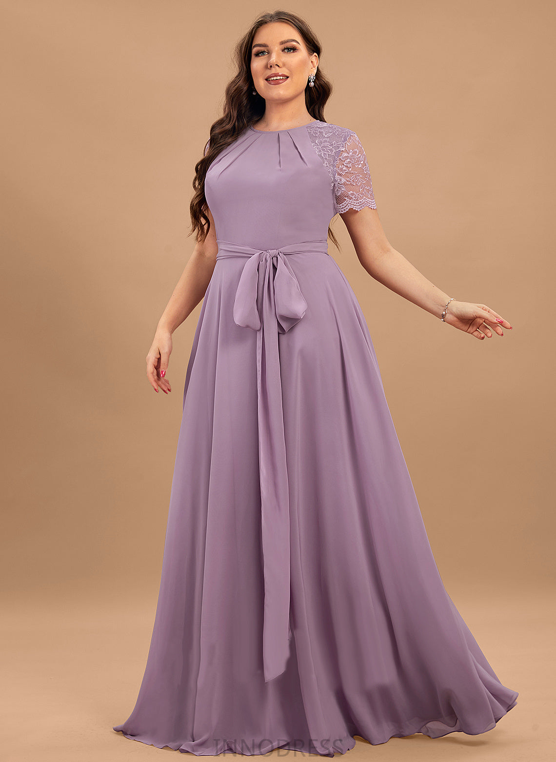 Fabric Length Floor-Length Straps Lace Silhouette ScoopNeck A-Line Neckline Gracie Floor Length Stretch Satin Bridesmaid Dresses