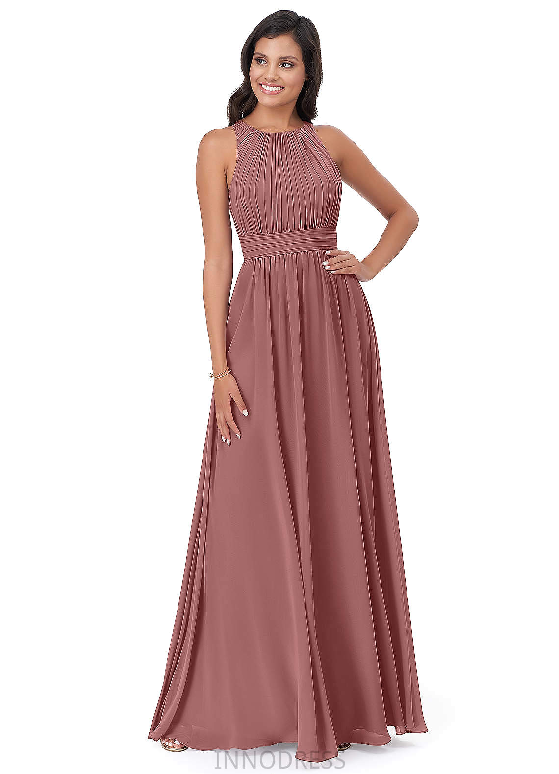 Deanna A-Line/Princess Sleeveless Floor Length Natural Waist V-Neck Bridesmaid Dresses