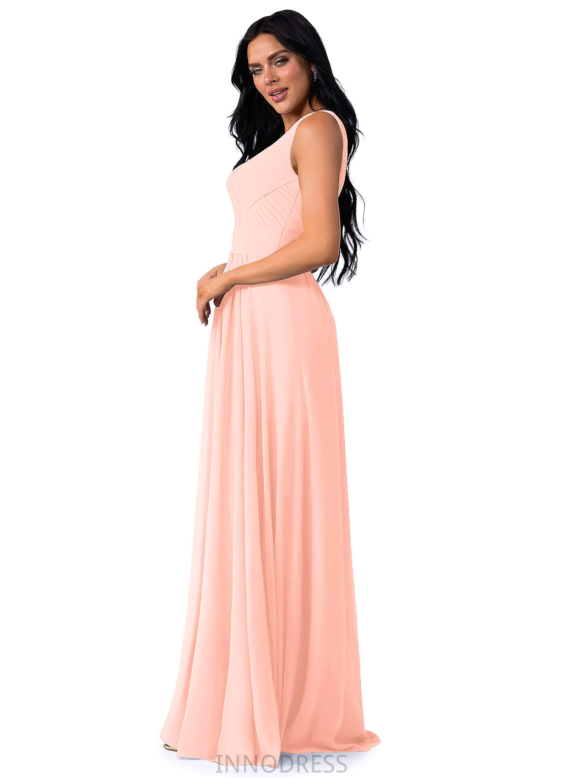 Judy Spaghetti Staps Floor Length Natural Waist Sleeveless A-Line/Princess Bridesmaid Dresses