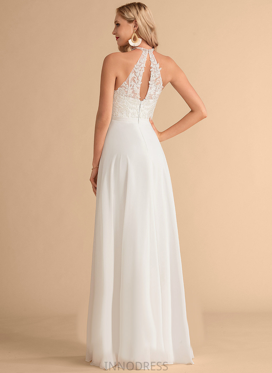 Lace Chiffon Dress Neck Wedding Wedding Dresses High Floor-Length A-Line Addison