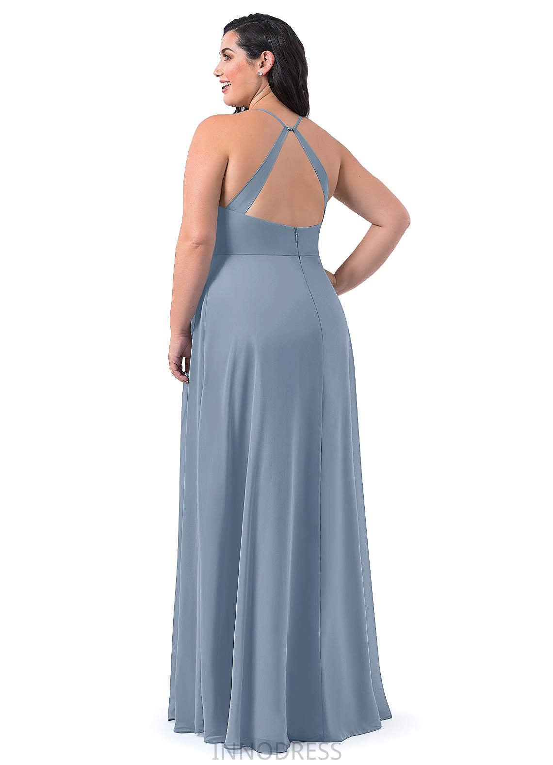 Allyson Natural Waist Sheath/Column Sleeveless High Low Spaghetti Staps Bridesmaid Dresses