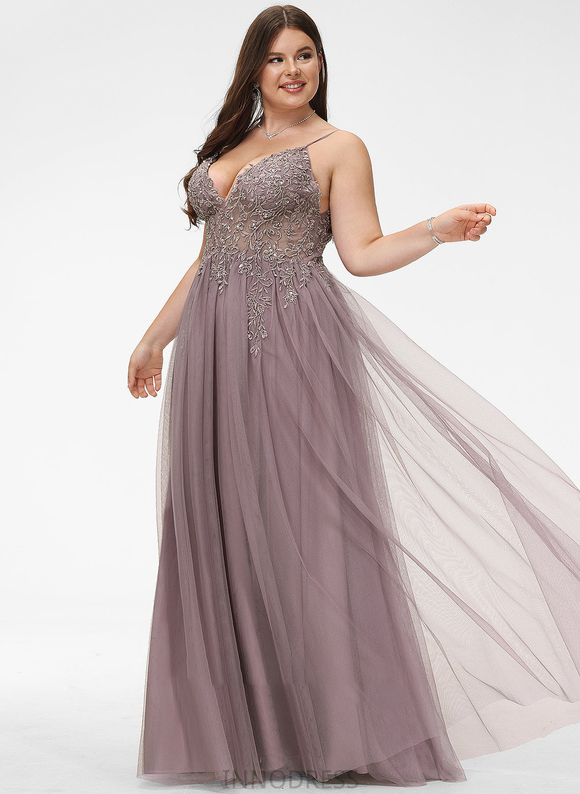 With Floor-Length Marilyn Split Prom Dresses Lace V-neck Ball-Gown/Princess Front Sequins Tulle Beading