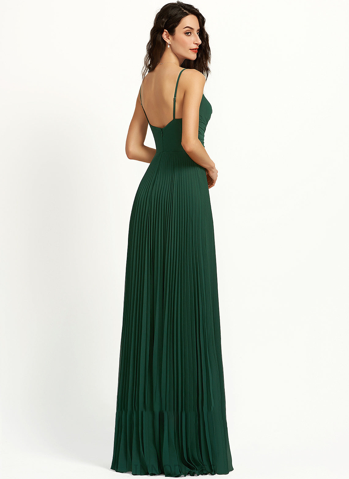 V-neck Brylee Prom Dresses A-Line Pleated Floor-Length With