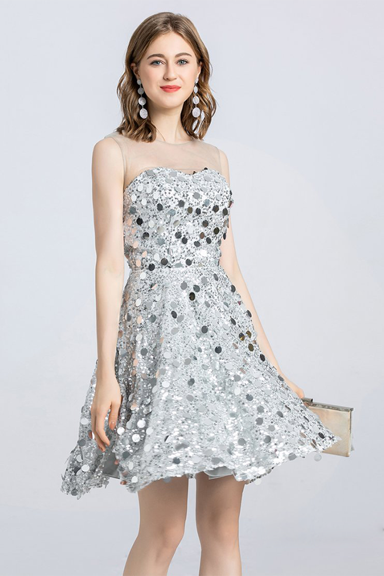 Sleeveless Jewel Ryleigh Homecoming Dresses Lace Sequins Mini