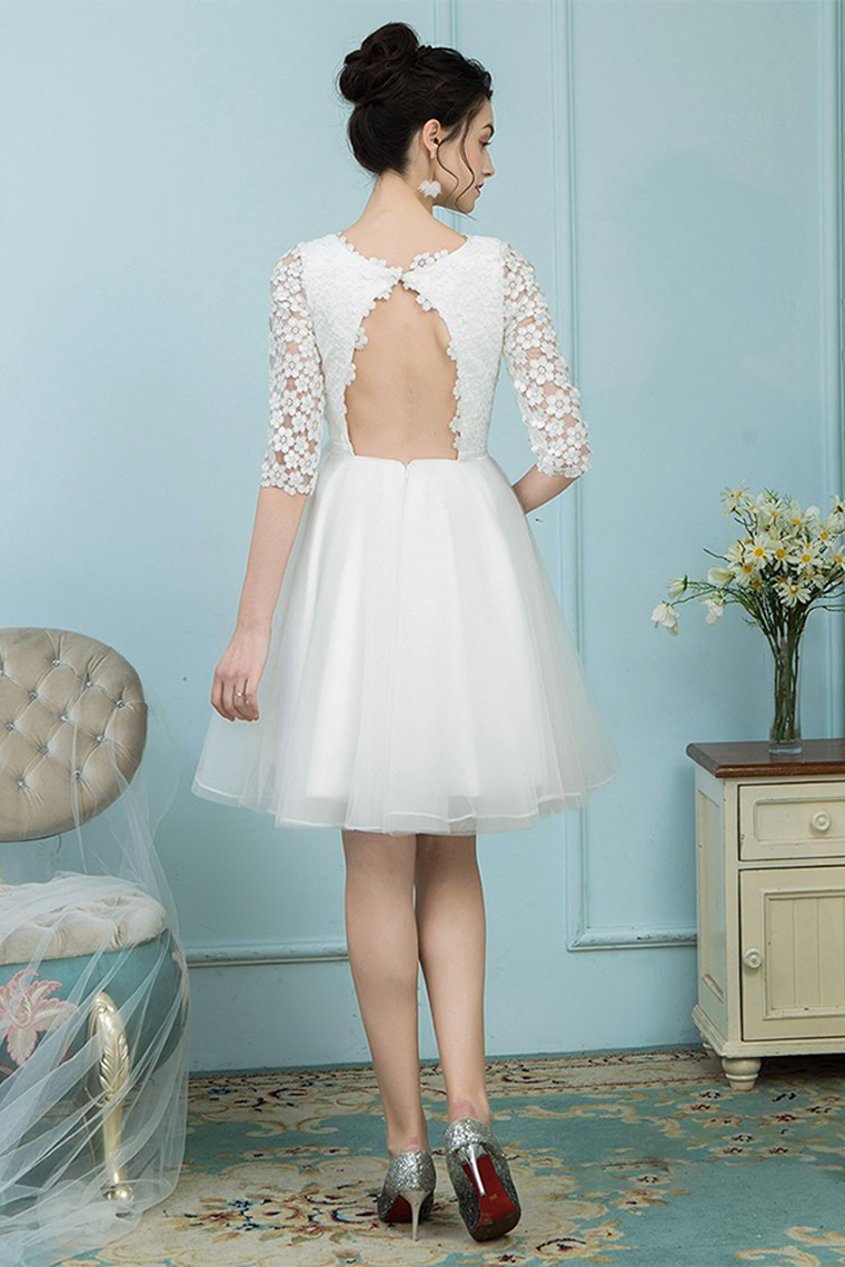 Bateau Lynn Homecoming Dresses White Tulle Short