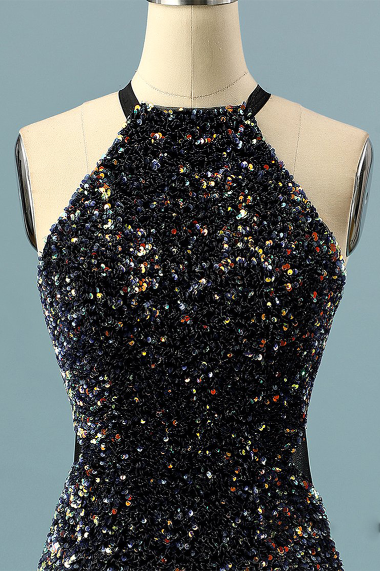 Julissa Homecoming Dresses Glitter Sequin Halter