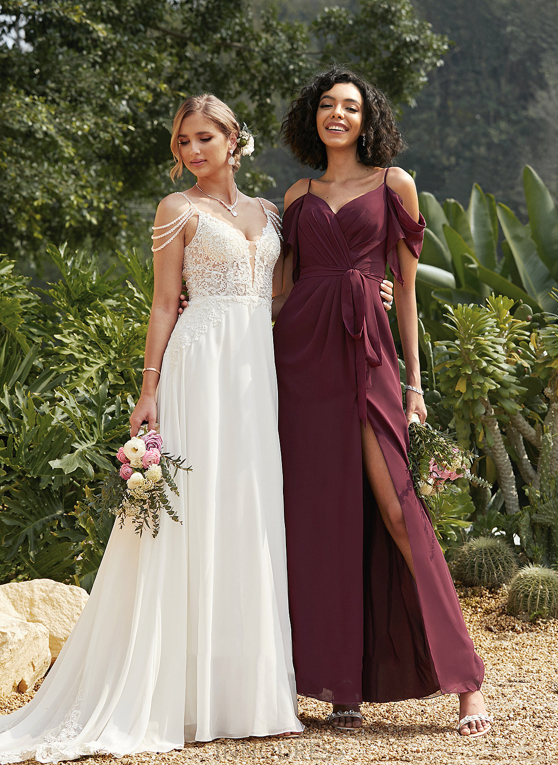 V-neck Silhouette Length A-Line Ruffle Fabric Embellishment Neckline Floor-Length Hanna Floor Length Natural Waist Bridesmaid Dresses