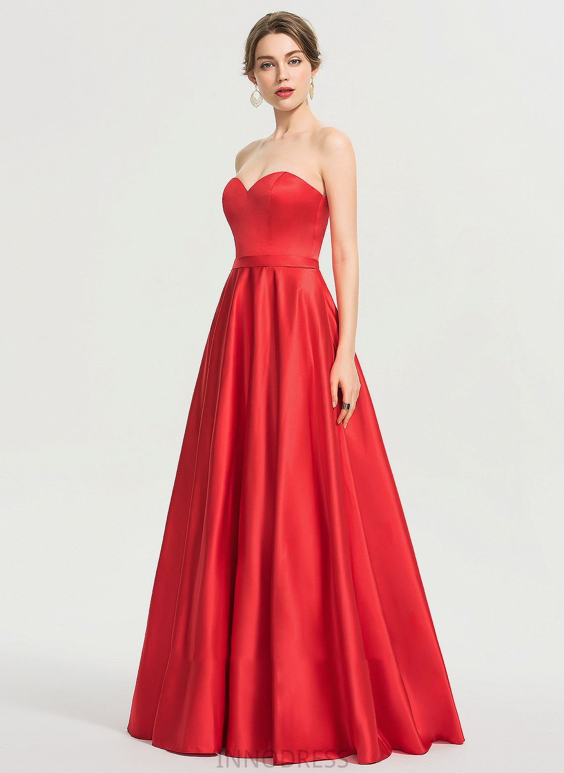 Pockets Sequins Prom Dresses June Sweetheart Beading Satin With Ball-Gown/Princess Floor-Length