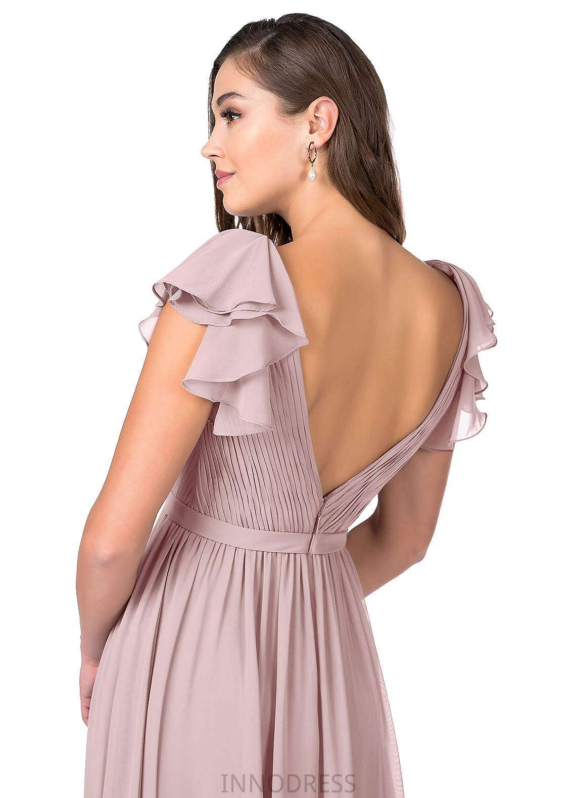 Aleena A-Line/Princess Empire Waist V-Neck High Low Sleeveless Bridesmaid Dresses