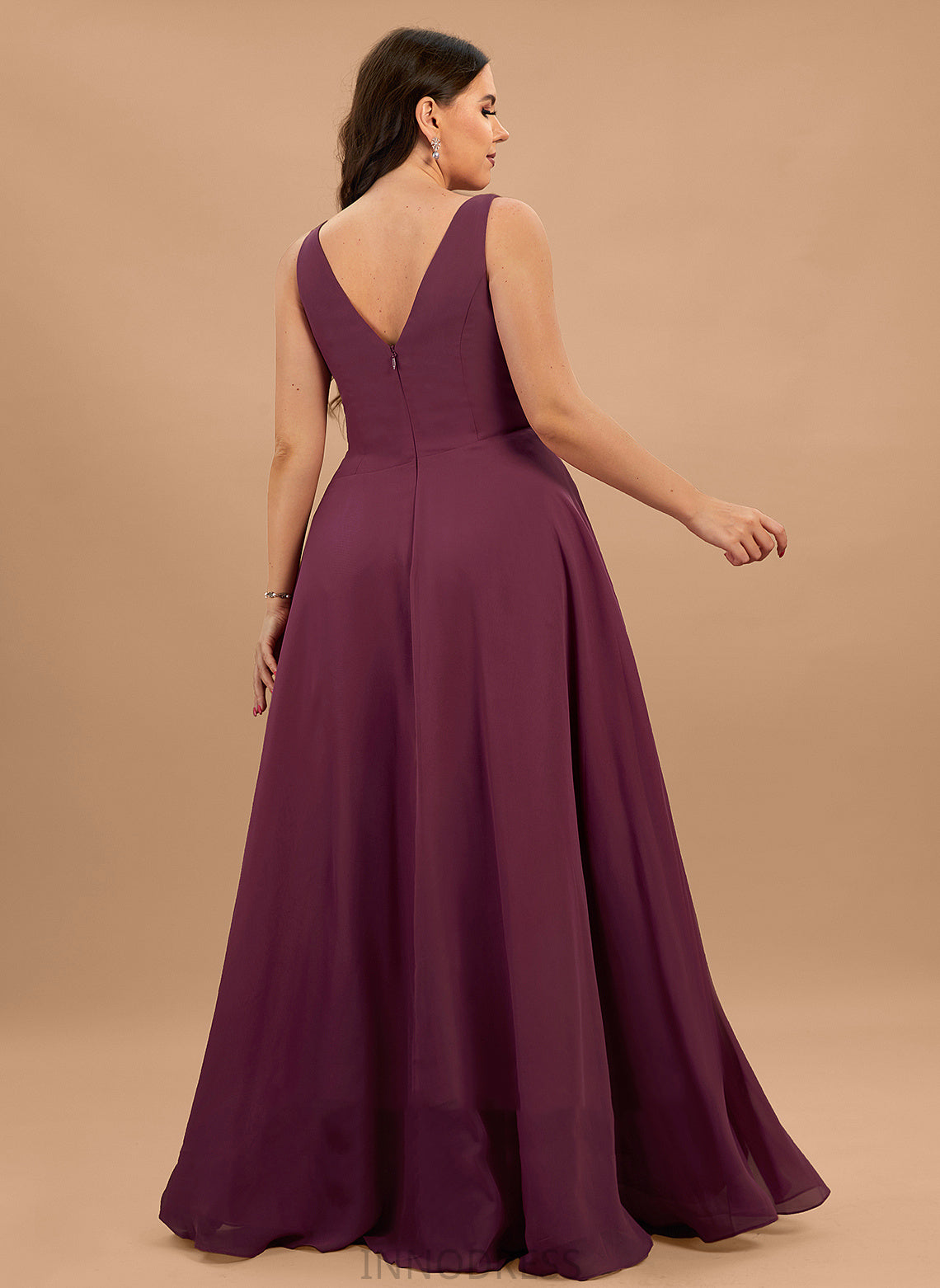 Embellishment Fabric Neckline Length SplitFront V-neck Silhouette A-Line Floor-Length Taylor Bridesmaid Dresses