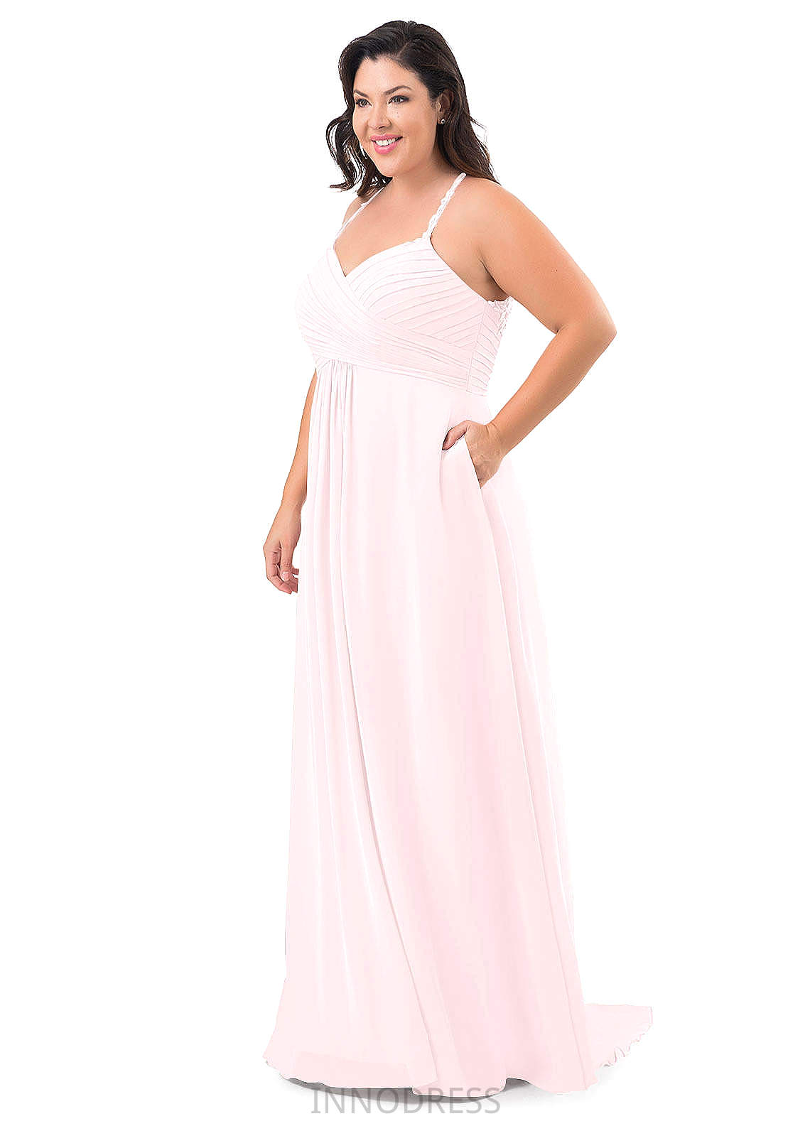 Abril Short Sleeves V-Neck Natural Waist Floor Length A-Line/Princess Bridesmaid Dresses