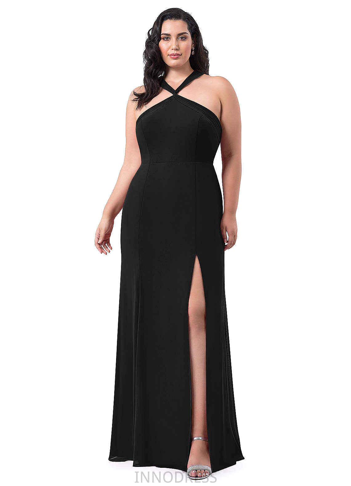 Christine Floor Length Straps Sheath/Column Satin Sleeveless Natural Waist Bridesmaid Dresses