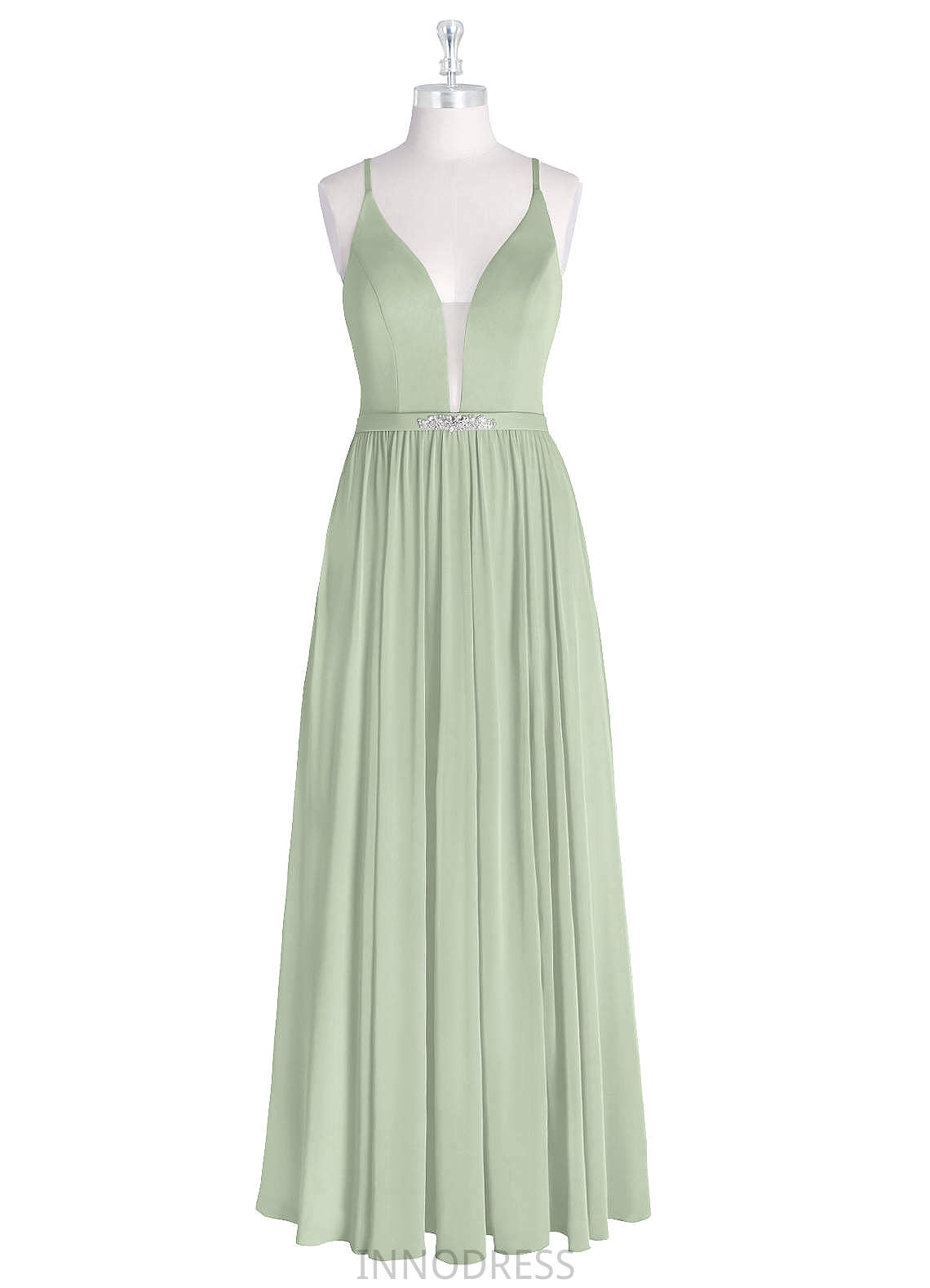 Halle Natural Waist Floor Length Spaghetti Staps A-Line/Princess Sleeveless Bridesmaid Dresses