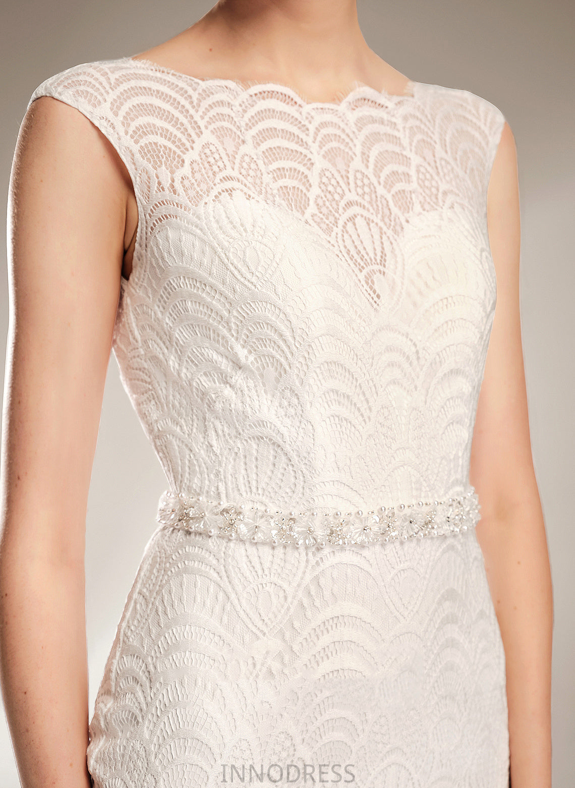 Court Train Neck Sheath/Column Sequins Dress Nola Wedding Dresses With Wedding Beading Lace Scoop