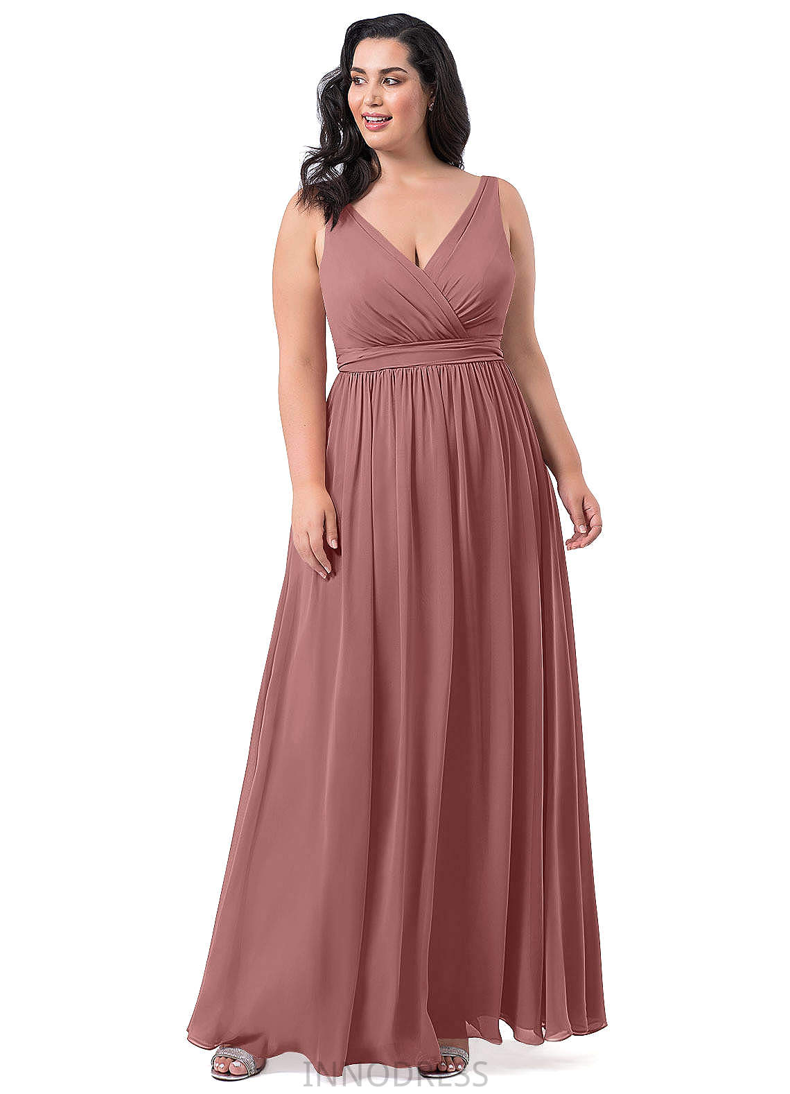 Cassie Sleeveless Natural Waist A-Line/Princess Scoop Floor Length Bridesmaid Dresses